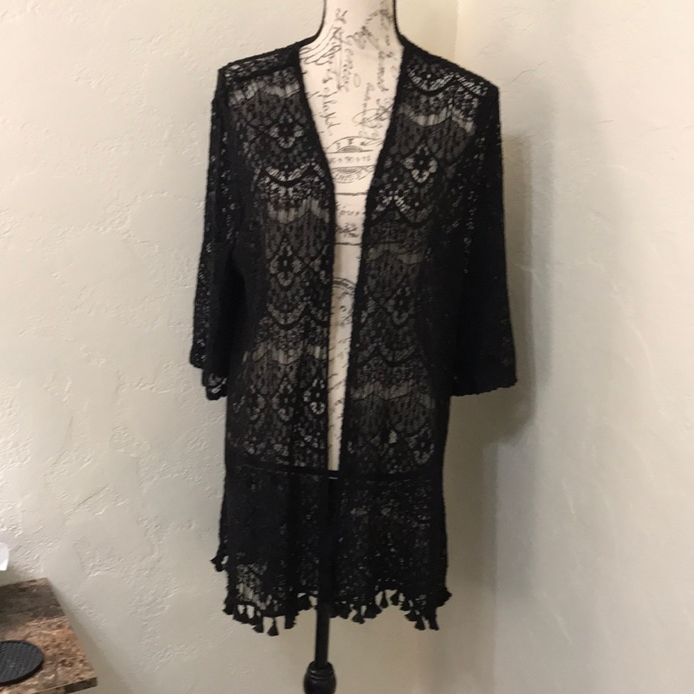 Indigo Soul Cover Up Black Lace Size Large